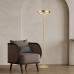 ACA LIGHTING CNF43GDIM ROLLIE SATIN BRASS FLOOR LAMP 43W 2700K DIMMABLE