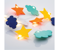 LED светещ гирлянд ACA LIGHTING F07101126 0.6W 3000K 900mm 2 x AA FELT CLOUD and STARS STRING LIGHT WITH COPPER WIRE