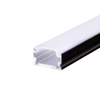 ACA LIGHTING P151BU MICRO BLACK COLOUR SURFACE MOUNTING PROFILE WITH OPAL DIFFUSER 2000mm