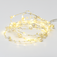 ACA LIGHTING X01201111 1.2W 3000K 2000mm 2 x AA PLASTIC WHITE PEARL STRING LIGHT WITH COPPER WIRE