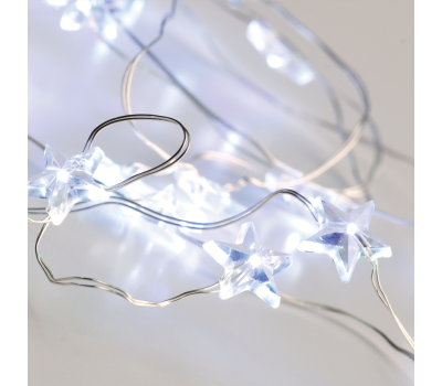 LED светещ гирлянд ACA LIGHTING X01202112 1.2W 6000K 2000mm 2 x AA ACRYLIC STAR STRING LIGHT WITH COPPER WIRE