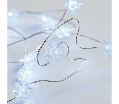 LED светещ гирлянд ACA LIGHTING X01202114 1.2W 6000K 2000mm 2 x AA ACRYLIC SNOWFLAKE STRING LIGHT WITH COPPER WIRE