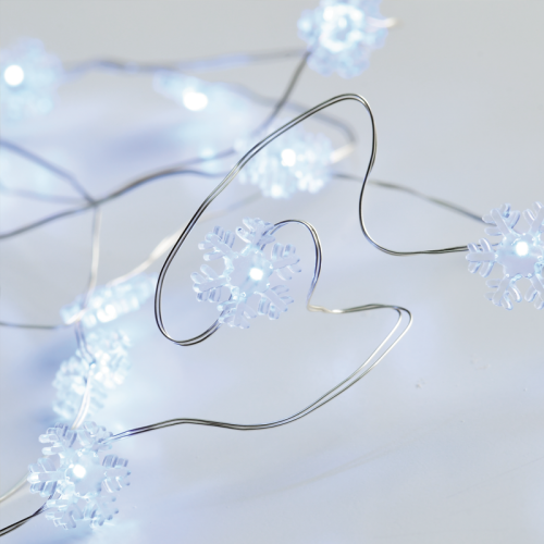 LED светещ гирлянд ACA LIGHTING X01202114 1.2W 6000K 2000mm 2 x AA ACRYLIC SNOWFLAKE STRING LIGHT WITH COPPER WIRE