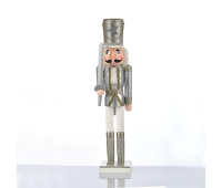 ACA LIGHTING X023002 WOODEN SILVER NUTCRACKER SOLDIER WITH SWORD 30cm