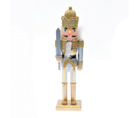 ACA LIGHTING X023005 WOODEN GOLD NUTCRACKER SOLDIER WITH SWORD 35cm