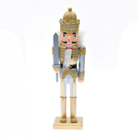 ACA LIGHTING X023005 WOODEN GOLD NUTCRACKER SOLDIER WITH SWORD 35cm