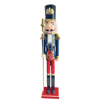 Коледна декорация ACA LIGHTING X023008 WOODEN NUTCRACKER SOLDIER WITH SCEPTER