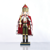 Коледна декорация ACA LIGHTING X023501 WOODEN NUTCRACKER KING WITH SCEPTER