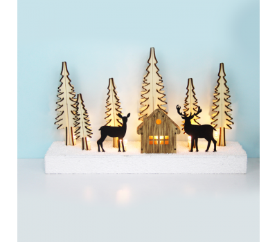 LED коледна декорация ACA LIGHTING X05101118 LED PLYWOOD CHRISTMAS SCENERY 0,6W 3000K 2 x AAA 3V