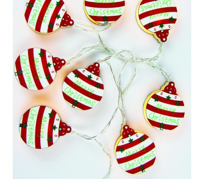 LED светещ гирлянд ACA LIGHTING X05101123 0,6W 3000K 1350mm 2 x AA WOODEN MERRY CHRISTMAS BALLS DECORATIVE STRING LIGHT