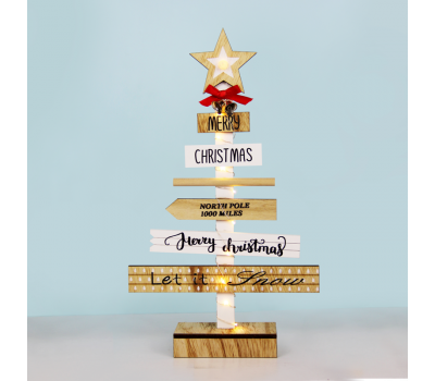 LED коледна декорация ACA LIGHTING X05121120 LED WOODEN WISHES CHRISTMAS TREE 0,6W 3000K 2 x AA