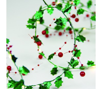 LED светещ гирлянд ACA LIGHTING X05201121 1.8W 3000K 1800mm 2 x AA MISTLETOES & BERRIES GARLAND STRING LIGHT WITH COPPER WIRE
