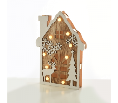 ACA LIGHTING X0591106 LED PLYWOOD HOUSE WITH DEER AND TREE 0,54W 3000K 2 x AA