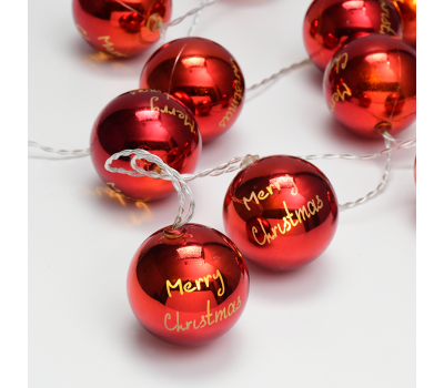LED светещ гирлянд ACA LIGHTING X061011201 0,45W 3000K 1350mm 3 x AA RED PLASTIC XMAS BALL DECORATIVE STRING LIGHT