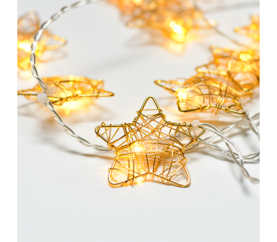 ACA LIGHTING X061011206A 0,45W 3000K 1350mm 3 x AA GOLD METAL STAR LED STRING LIGHT