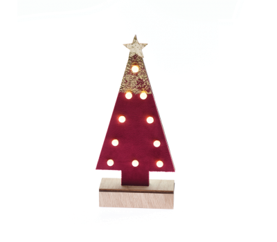 LED коледна декорация ACA LIGHTING X061011209 LED WOODEN RED CHRISTMAS TREE 0,45W 3000K 2 x AA