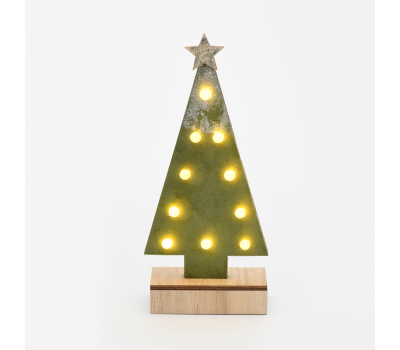 LED коледна декорация ACA LIGHTING X061011210 LED WOODEN GREEN CHRISTMAS TREE 0,45W 3000K 2 x AA