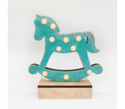 LED коледна декорация ACA LIGHTING X061011241 LED WOODEN BLUE HORSE 0,45W 3000K 2 x AA