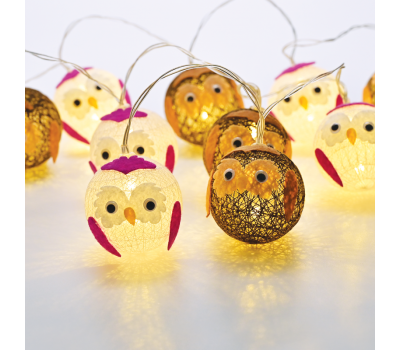 ACA LIGHTING X061011246 0,45W 3000K 1350mm 3 x AA PLASTIC OWL BALLS DECORATIVE STRING LIGHT