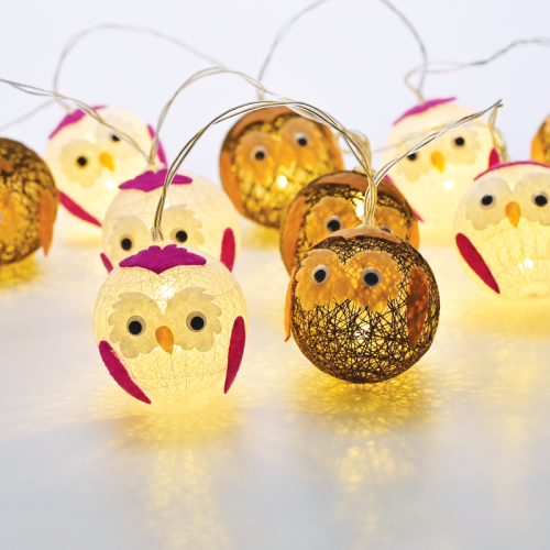 LED светещ гирлянд ACA LIGHTING X061011246 0,45W 3000K 1350mm 3 x AA PLASTIC OWL BALLS DECORATIVE STRING LIGHT