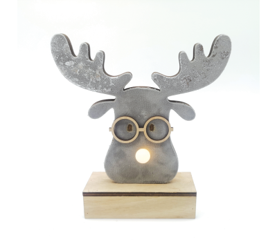 LED коледна декорация ACA LIGHTING X06111211 LED WOODEN GREY REINDEER HEAD 0,045W 3000K 2 x AA