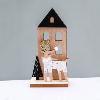 ACA LIGHTING X061965 WOODEN HOUSE WITH DEER & TREE