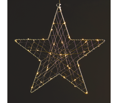 ACA LIGHTING X063014202 1.2W 2700K LED STEADY SILVER METAL STAR STRING LIGHTS MOTIFS WITH COPPER WIRE IP44