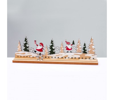 ACA LIGHTING X063361 WOODEN XMAS COUNTDOWN CALENDAR WINT SANTAS