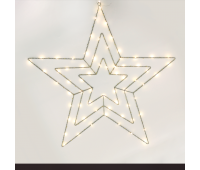 ACA LIGHTING X067014225 1.8W 2700K LED STEADY SILVER THREE METAL STAR STRING LIGHTS MOTIFS WITH COPPER WIRE IP44