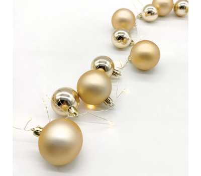 ACA LIGHTING X068011228 3.6W 3000K 2000mm 3 x AA MATT GOLD & CHROME BALLS CLUSTER STRING LIGHT WITH COPPER WIRE
