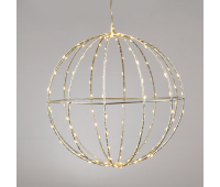 ACA LIGHTING X069614226 2.7W 2700K LED STEADY 3D SILVER METAL BALL STRING LIGHTS MOTIFS WITH COPPER WIRE IP44