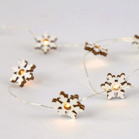 LED светещ гирлянд ACA LIGHTING X07101140 0.6W 3000K 900mm 2 x AA WOODEN SNOWFLAKE DECORATIVE STRING LIGHT WITH COPPER WIRE