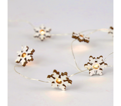 LED светещ гирлянд ACA LIGHTING X07101140 0.6W 3000K 900mm 2 x AA WOODEN SNOWFLAKE DECORATIVE STRING LIGHT WITH COPPER WIRE