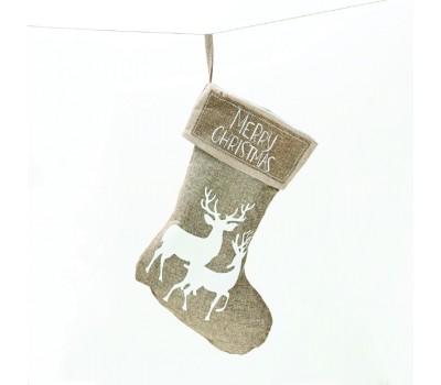 Коледна декорация ACA LIGHTING X071174 BEIGE XMAS STOCKING REINDEERS