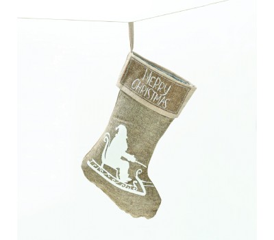 ACA LIGHTING X071175 BEIGE XMAS STOCKING SANTA