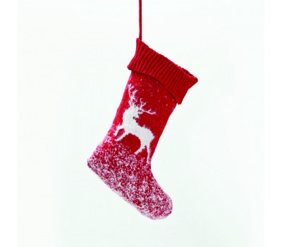 Коледна декорация ACA LIGHTING X071278 RED WOVEN XMAS STOCKING REINDEER