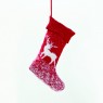 ACA LIGHTING X071278 RED WOVEN XMAS STOCKING REINDEER