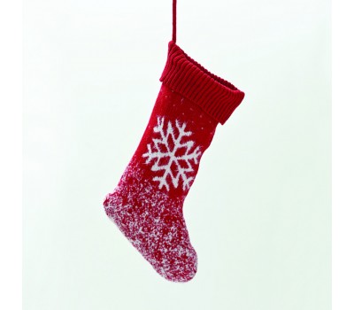 Коледна декорация ACA LIGHTING X071279 RED WOVEN XMAS STOCKING SNOWFLAKE