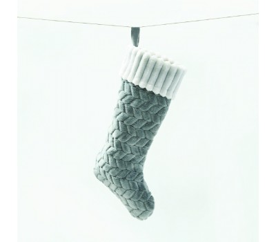 ACA LIGHTING X071482 GREY VELVET XMAS STOCKING