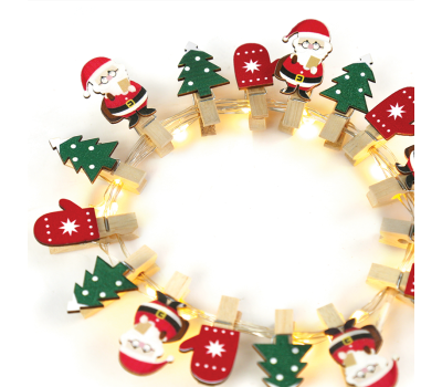 LED светещ гирлянд ACA LIGHTING X07161105 0.96W 3000K 1500mm 3 x AA SANTA & TREES & GLOVES CLIPS STRING LIGHT WITH COPPER WIRE