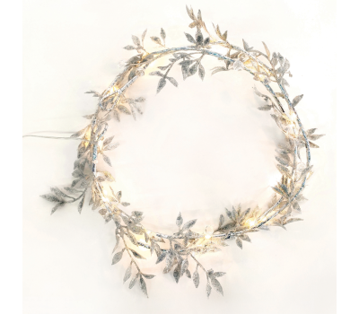 ACA LIGHTING X07201143 1.2W 3000K 1500mm 2 x AA SILVER GLITTER LEAF GARLAND STRING LIGHT WITH COPPER WIRE