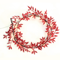 LED светещ гирлянд ACA LIGHTING X07201144 1.2W 3000K 1500mm 2 x AA RED GLITTER LEAF GARLAND STRING LIGHT WITH COPPER WIRE