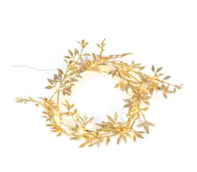 ACA LIGHTING X07201145 1.2W 3000K 1500mm 2 x AA GOLD GLITTER LEAF GARLAND STRING LIGHT WITH COPPER WIRE