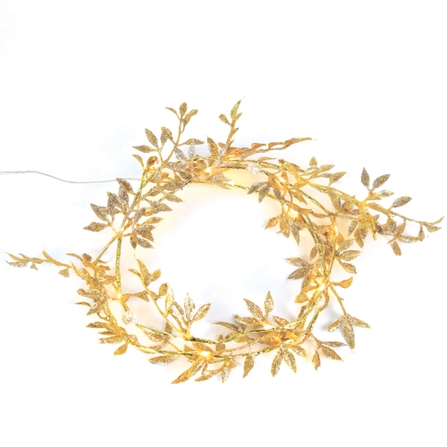 LED светещ гирлянд ACA LIGHTING X07201145 1.2W 3000K 1500mm 2 x AA GOLD GLITTER LEAF GARLAND STRING LIGHT WITH COPPER WIRE