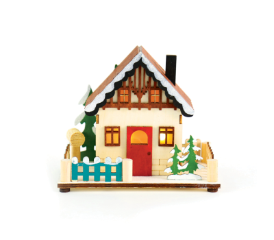 LED коледна декорация ACA LIGHTING X0721758 LED PLYWOOD HOUSE 0,12W 3000K 1 x CR2032 3V