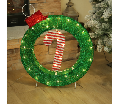 ACA LIGHTING X07301267 3.6W 2700К LED STEADY 3D METAL & TINSEL XMAS BALL & CANDY CANE IP44