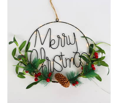 LED коледна декорация ACA LIGHTING X07301664 LED XMAS METAL HANGING RING DECO 1,8W 3000K 2 x CR2032