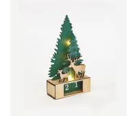 ACA LIGHTING X0731627 LED GREEN PLYWOOD CHRISTMAS CALENDAR 0,18W 3000K 1 x CR2032 3V