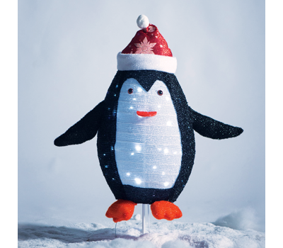 LED коледна декорация ACA LIGHTING X07402165 LED STEADY 2.4W 12000K 3 x AA 3D METAL & TINSEL FABRIC PENGUIN IP44