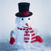ACA LIGHTING X07402166 LED STEADY 2.4W 12000K 3 x AA 3D METAL & TINSEL FABRIC SNOWMAN IP44